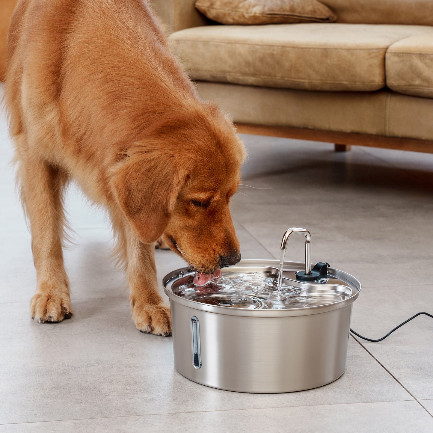 Pawccoli 1.8 gal Stainless Steel Pet Fountain - PureFlow Grande